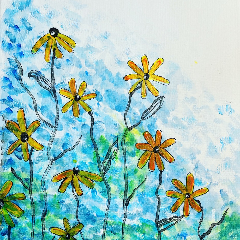 COPY - Flower painting acrylic paint wall decor